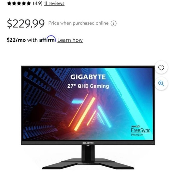 Gigabyte computer monitor(144 hertz). Mouse and keyboard and mouse pad. - Picture 2 of 4